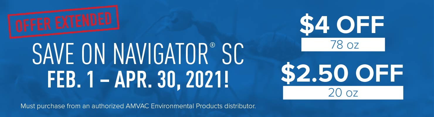 Save on Navigator® SC between Feb. 1 and Apr. 30, 2021! $4 off 78 oz | $2.50 off 20 oz